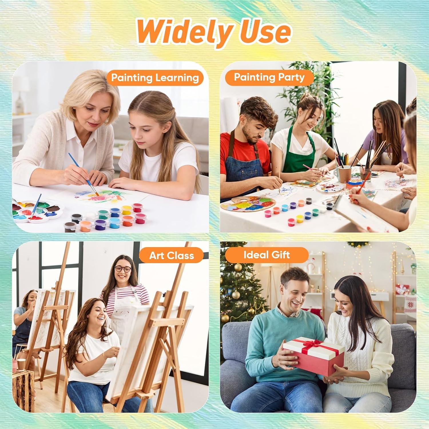 image8 Pack Mini Acrylic Paint Set 12 Colors Acrylic Paint Strips with 16 Brushes Washable Paint for Kids amp Adults Craft 112 PCS Painting kit for Easter Eggs Birthday Party Favor Classroom Art Gifts