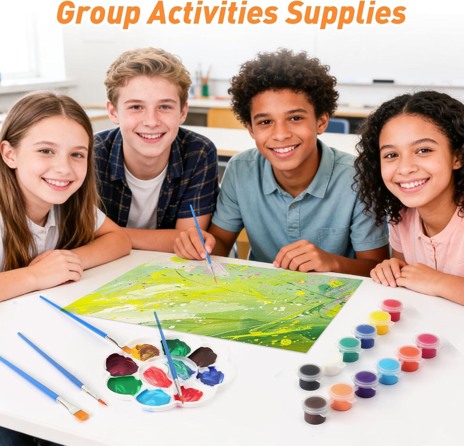 image8 Pack Mini Acrylic Paint Set 12 Colors Acrylic Paint Strips with 16 Brushes Washable Paint for Kids amp Adults Craft 112 PCS Painting kit for Easter Eggs Birthday Party Favor Classroom Art Gifts
