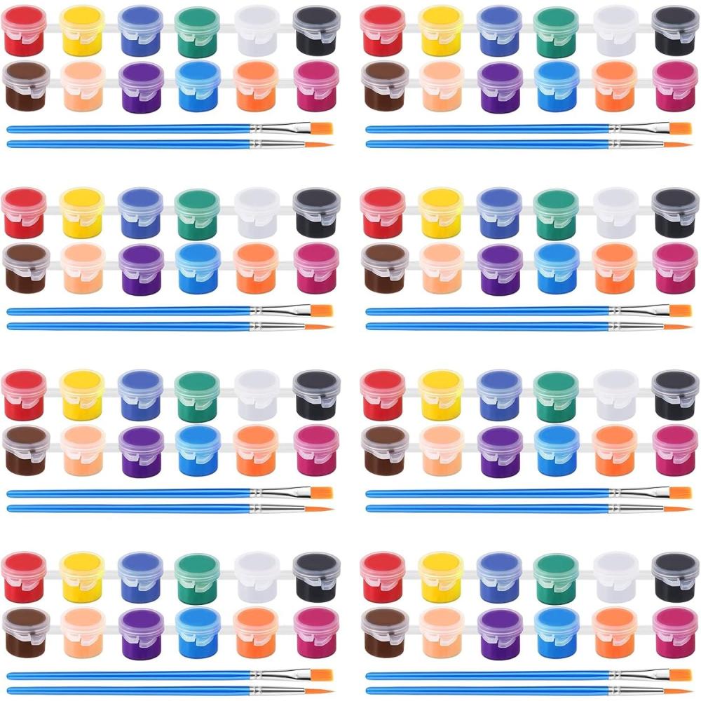image8 Pack Mini Acrylic Paint Set 12 Colors Acrylic Paint Strips with 16 Brushes Washable Paint for Kids amp Adults Craft 112 PCS Painting kit for Easter Eggs Birthday Party Favor Classroom Art Gifts