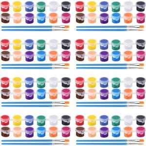 8 Pack Mini Acrylic Paint Set, 12 Colors Acrylic Paint Strips with 16 Brushes, Washable Paint for Kids & Adults Craft, 112 PCS Painting kit for Easter Eggs, Birthday, Party Favor, Classroom Art Gifts