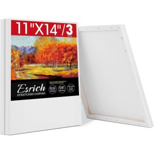ESRICH Stretched Canvas for Painting, 3 Pack 8×10 Canvas Value Pack, Primed Acid-Free Cotton Blank Canvas, Paint Canvases for Oil & Acrylic Paint.(11x14in 3pack)
