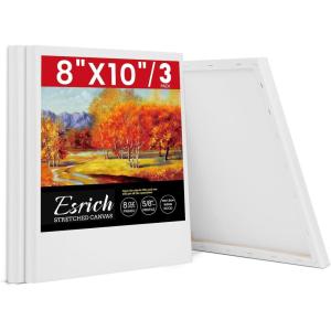 ESRICH Stretched Canvas for Painting, 3 Pack 8×10 Canvas Value Pack, Primed Acid-Free Cotton Blank Canvas, Paint Canvases for Oil & Acrylic Paint.(8x10in 3pack)