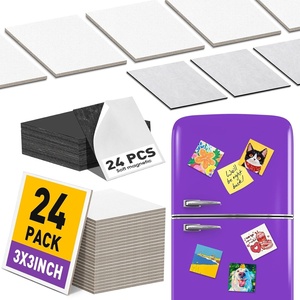 ESRICH 24 Pack 3x3IN Mini Magnetic Canvas Panels, Small Canvases for Painting for Oil, Watercolor, Acrylic Painting & DIY Crafts with 24PCS 3x3IN Square Flat Canvas Boards, 24PCS Soft Magnets(3 x 3 in (24 Pack))