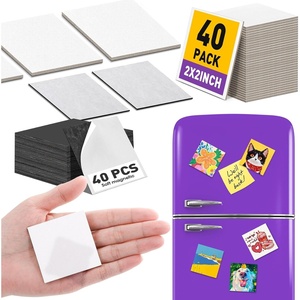 ESRICH 24 Pack 3x3IN Mini Magnetic Canvas Panels, Small Canvases for Painting for Oil, Watercolor, Acrylic Painting & DIY Crafts with 24PCS 3x3IN Square Flat Canvas Boards, 24PCS Soft Magnets(2 x 2 in (40 Pack))