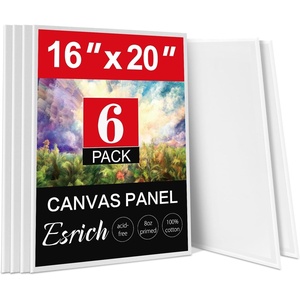 ESRICH Long Canvas for Painting, 8 Pack 4×12 Canvas Boards for Painting Cotton Primed Acid Free Blank Canvas Panels for Oil Paint, Watercolor, Acrylic Paint, Gouache and Tempera.(16*20in 6pack)