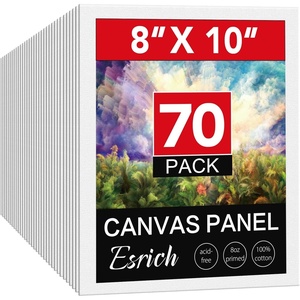 ESRICH Long Canvas for Painting, 8 Pack 4×12 Canvas Boards for Painting Cotton Primed Acid Free Blank Canvas Panels for Oil Paint, Watercolor, Acrylic Paint, Gouache and Tempera.(8*10in 70pack)