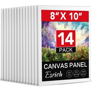 ESRICH Long Canvas for Painting, 8 Pack 4×12 Canvas Boards for Painting Cotton Primed Acid Free Blank Canvas Panels for Oil Paint, Watercolor, Acrylic Paint, Gouache and Tempera.(8*10in 14pack)