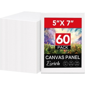 ESRICH Long Canvas for Painting, 8 Pack 4×12 Canvas Boards for Painting Cotton Primed Acid Free Blank Canvas Panels for Oil Paint, Watercolor, Acrylic Paint, Gouache and Tempera.(5*7in 60pack)
