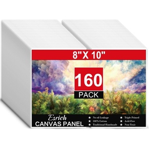 ESRICH Long Canvas for Painting, 8 Pack 4×12 Canvas Boards for Painting Cotton Primed Acid Free Blank Canvas Panels for Oil Paint, Watercolor, Acrylic Paint, Gouache and Tempera.(8*10in 160pack)